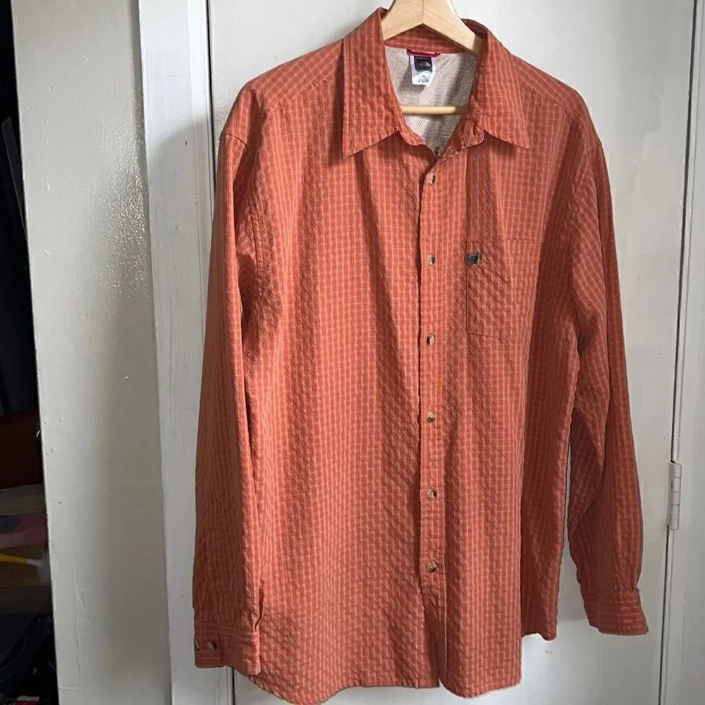 THE NORTH FACE Orange Plaid Button Up Shirt-L